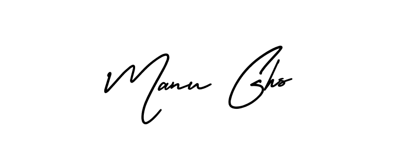 The best way (AmerikaSignatureDemo-Regular) to make a short signature is to pick only two or three words in your name. The name Manu Ghs include a total of six letters. For converting this name. Manu Ghs signature style 3 images and pictures png
