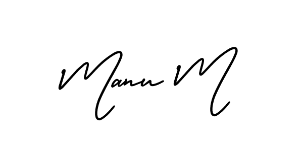 It looks lik you need a new signature style for name Manu M. Design unique handwritten (AmerikaSignatureDemo-Regular) signature with our free signature maker in just a few clicks. Manu M signature style 3 images and pictures png