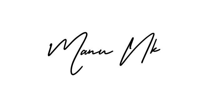 How to make Manu Nk name signature. Use AmerikaSignatureDemo-Regular style for creating short signs online. This is the latest handwritten sign. Manu Nk signature style 3 images and pictures png