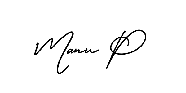 It looks lik you need a new signature style for name Manu P. Design unique handwritten (AmerikaSignatureDemo-Regular) signature with our free signature maker in just a few clicks. Manu P signature style 3 images and pictures png