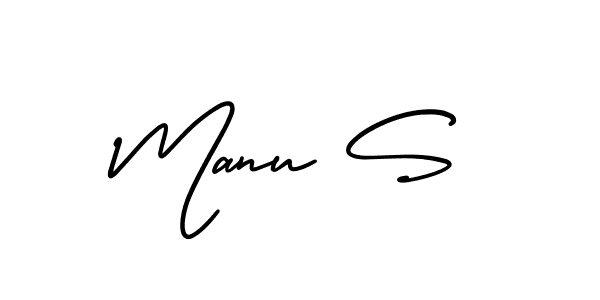 Design your own signature with our free online signature maker. With this signature software, you can create a handwritten (AmerikaSignatureDemo-Regular) signature for name Manu S. Manu S signature style 3 images and pictures png
