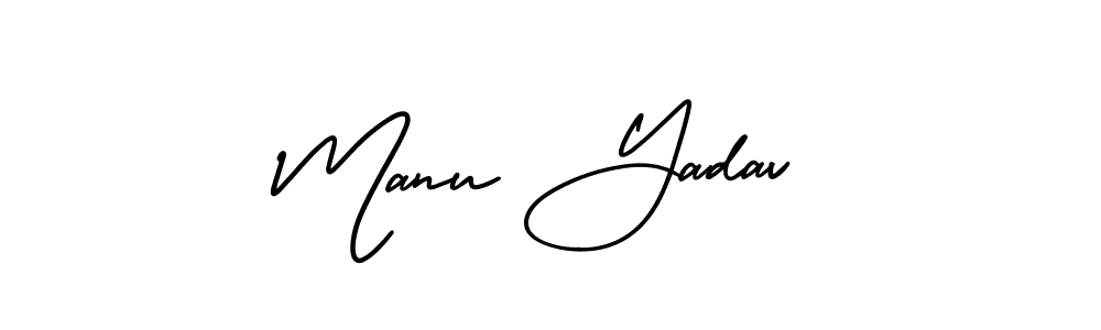 How to make Manu Yadav name signature. Use AmerikaSignatureDemo-Regular style for creating short signs online. This is the latest handwritten sign. Manu Yadav signature style 3 images and pictures png