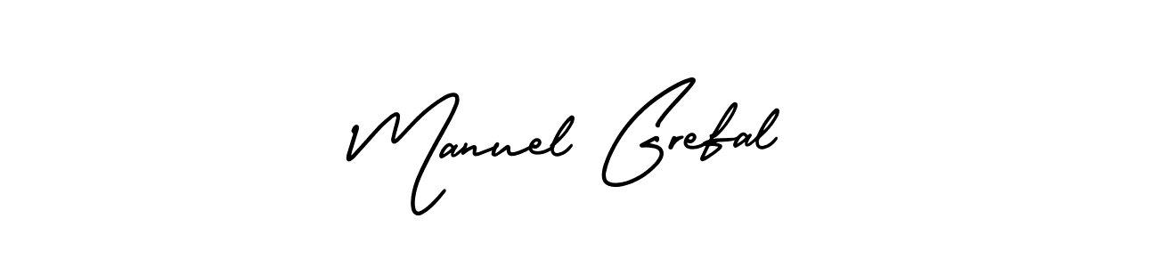 The best way (AmerikaSignatureDemo-Regular) to make a short signature is to pick only two or three words in your name. The name Manuel Grefal include a total of six letters. For converting this name. Manuel Grefal signature style 3 images and pictures png