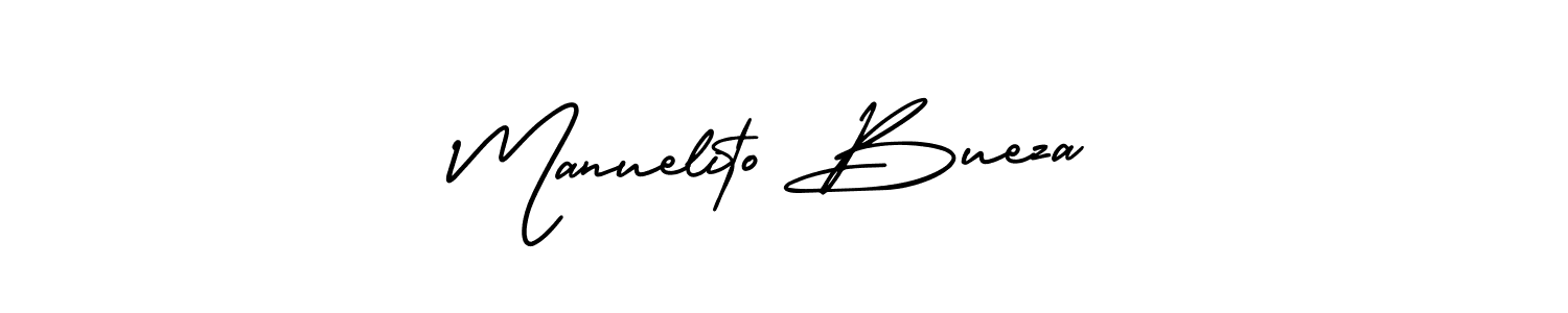 You should practise on your own different ways (AmerikaSignatureDemo-Regular) to write your name (Manuelito Bueza) in signature. don't let someone else do it for you. Manuelito Bueza signature style 3 images and pictures png
