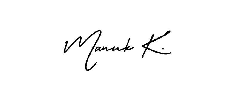 You should practise on your own different ways (AmerikaSignatureDemo-Regular) to write your name (Manuk K.) in signature. don't let someone else do it for you. Manuk K. signature style 3 images and pictures png