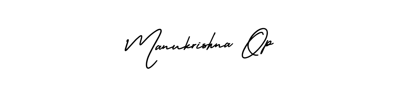 Use a signature maker to create a handwritten signature online. With this signature software, you can design (AmerikaSignatureDemo-Regular) your own signature for name Manukrishna Op. Manukrishna Op signature style 3 images and pictures png