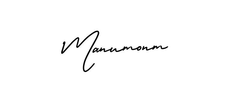 You should practise on your own different ways (AmerikaSignatureDemo-Regular) to write your name (Manumonm) in signature. don't let someone else do it for you. Manumonm signature style 3 images and pictures png