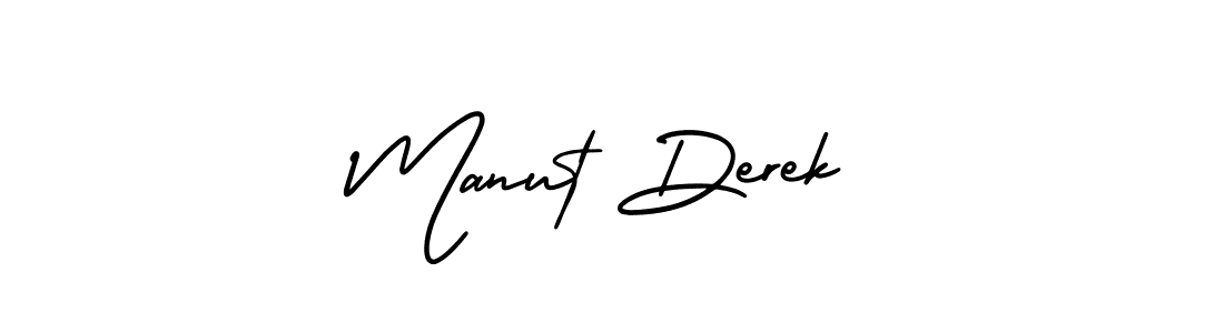 Use a signature maker to create a handwritten signature online. With this signature software, you can design (AmerikaSignatureDemo-Regular) your own signature for name Manut Derek. Manut Derek signature style 3 images and pictures png