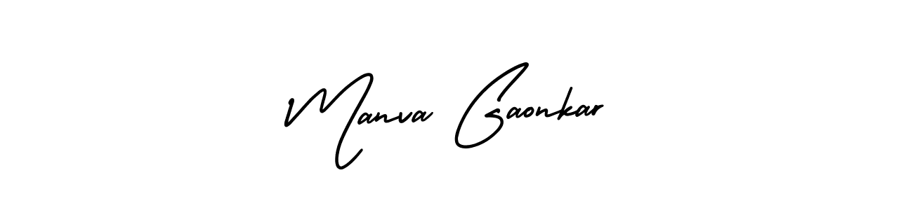 Also You can easily find your signature by using the search form. We will create Manva Gaonkar name handwritten signature images for you free of cost using AmerikaSignatureDemo-Regular sign style. Manva Gaonkar signature style 3 images and pictures png