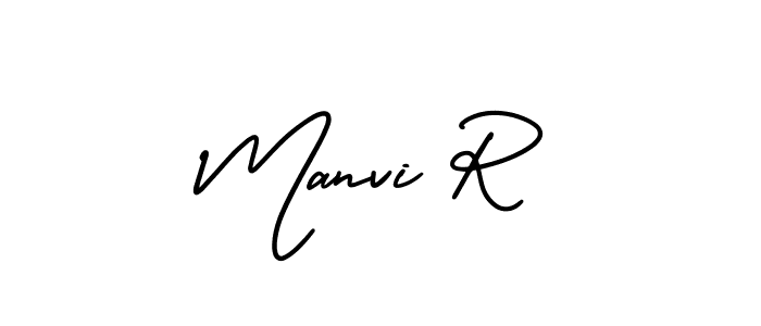 Manvi R stylish signature style. Best Handwritten Sign (AmerikaSignatureDemo-Regular) for my name. Handwritten Signature Collection Ideas for my name Manvi R. Manvi R signature style 3 images and pictures png