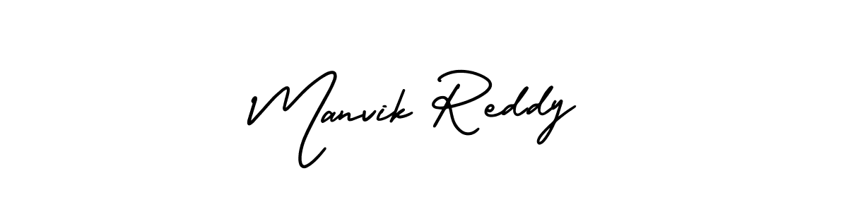 You should practise on your own different ways (AmerikaSignatureDemo-Regular) to write your name (Manvik Reddy) in signature. don't let someone else do it for you. Manvik Reddy signature style 3 images and pictures png