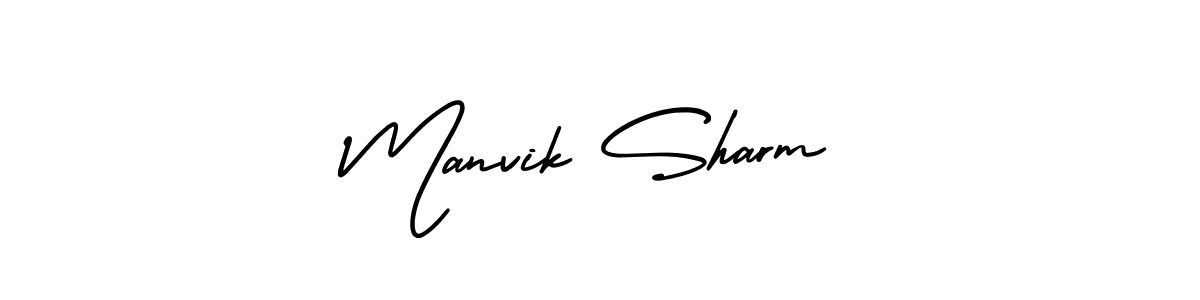 How to Draw Manvik Sharm signature style? AmerikaSignatureDemo-Regular is a latest design signature styles for name Manvik Sharm. Manvik Sharm signature style 3 images and pictures png