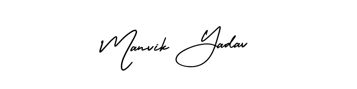 Make a short Manvik Yadav signature style. Manage your documents anywhere anytime using AmerikaSignatureDemo-Regular. Create and add eSignatures, submit forms, share and send files easily. Manvik Yadav signature style 3 images and pictures png