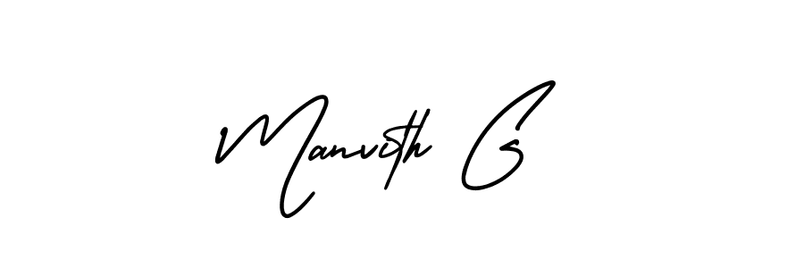 if you are searching for the best signature style for your name Manvith G. so please give up your signature search. here we have designed multiple signature styles  using AmerikaSignatureDemo-Regular. Manvith G signature style 3 images and pictures png