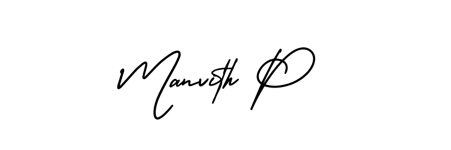 Use a signature maker to create a handwritten signature online. With this signature software, you can design (AmerikaSignatureDemo-Regular) your own signature for name Manvith P. Manvith P signature style 3 images and pictures png