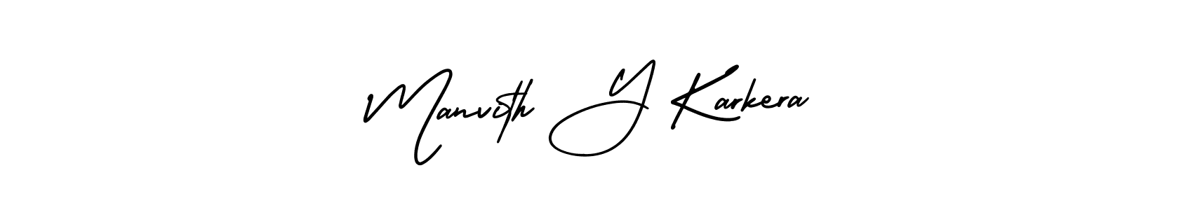 Also You can easily find your signature by using the search form. We will create Manvith Y Karkera name handwritten signature images for you free of cost using AmerikaSignatureDemo-Regular sign style. Manvith Y Karkera signature style 3 images and pictures png