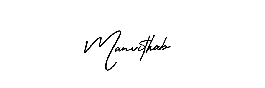 Manvithab stylish signature style. Best Handwritten Sign (AmerikaSignatureDemo-Regular) for my name. Handwritten Signature Collection Ideas for my name Manvithab. Manvithab signature style 3 images and pictures png