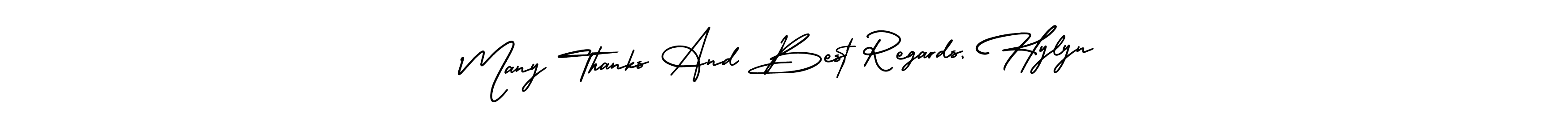 How to make Many Thanks And Best Regards, Hylyn signature? AmerikaSignatureDemo-Regular is a professional autograph style. Create handwritten signature for Many Thanks And Best Regards, Hylyn name. Many Thanks And Best Regards, Hylyn signature style 3 images and pictures png