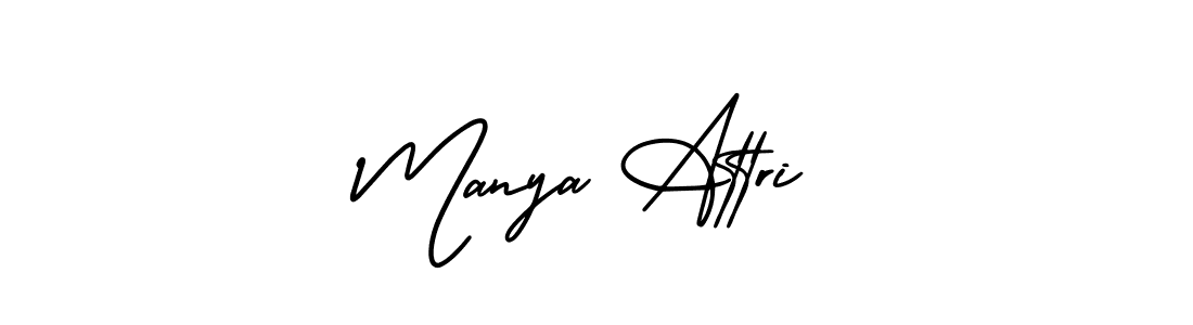 The best way (AmerikaSignatureDemo-Regular) to make a short signature is to pick only two or three words in your name. The name Manya Attri include a total of six letters. For converting this name. Manya Attri signature style 3 images and pictures png