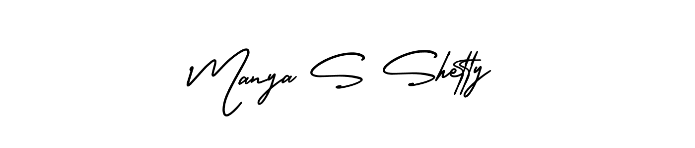 It looks lik you need a new signature style for name Manya S Shetty. Design unique handwritten (AmerikaSignatureDemo-Regular) signature with our free signature maker in just a few clicks. Manya S Shetty signature style 3 images and pictures png