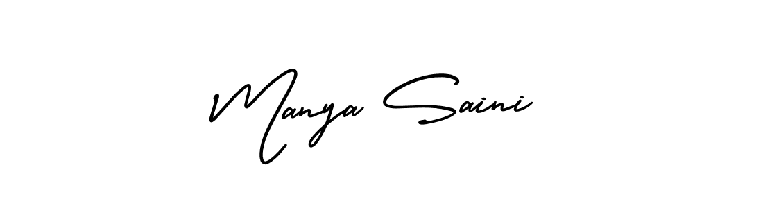 Make a short Manya Saini signature style. Manage your documents anywhere anytime using AmerikaSignatureDemo-Regular. Create and add eSignatures, submit forms, share and send files easily. Manya Saini signature style 3 images and pictures png