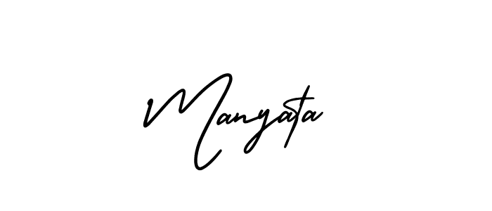 Manyata stylish signature style. Best Handwritten Sign (AmerikaSignatureDemo-Regular) for my name. Handwritten Signature Collection Ideas for my name Manyata. Manyata signature style 3 images and pictures png