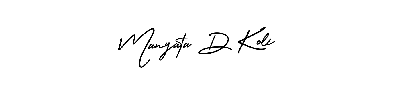 AmerikaSignatureDemo-Regular is a professional signature style that is perfect for those who want to add a touch of class to their signature. It is also a great choice for those who want to make their signature more unique. Get Manyata D Koli name to fancy signature for free. Manyata D Koli signature style 3 images and pictures png