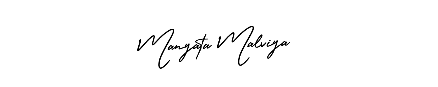 AmerikaSignatureDemo-Regular is a professional signature style that is perfect for those who want to add a touch of class to their signature. It is also a great choice for those who want to make their signature more unique. Get Manyata Malviya name to fancy signature for free. Manyata Malviya signature style 3 images and pictures png