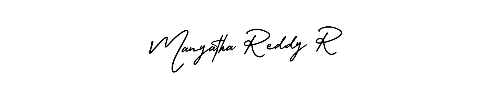 The best way (AmerikaSignatureDemo-Regular) to make a short signature is to pick only two or three words in your name. The name Manyatha Reddy R include a total of six letters. For converting this name. Manyatha Reddy R signature style 3 images and pictures png