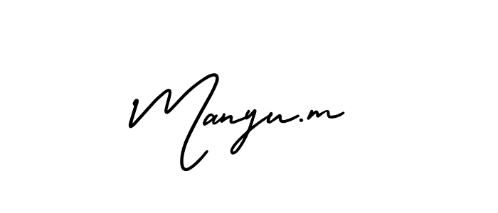 It looks lik you need a new signature style for name Manyu.m. Design unique handwritten (AmerikaSignatureDemo-Regular) signature with our free signature maker in just a few clicks. Manyu.m signature style 3 images and pictures png
