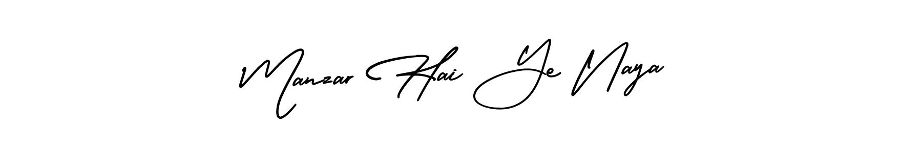 You can use this online signature creator to create a handwritten signature for the name Manzar Hai Ye Naya. This is the best online autograph maker. Manzar Hai Ye Naya signature style 3 images and pictures png