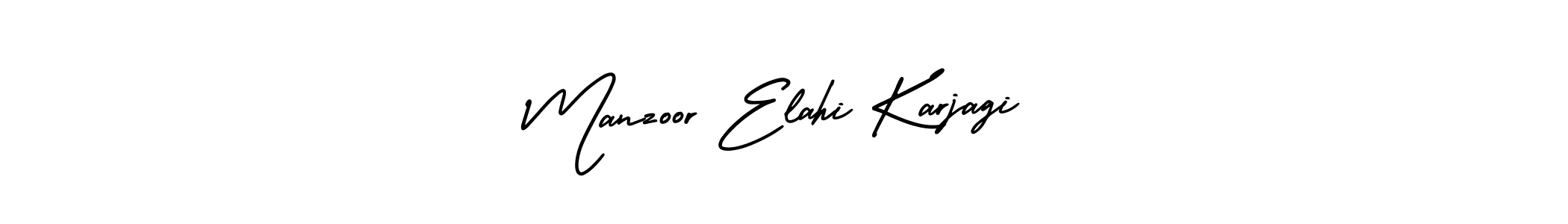 The best way (AmerikaSignatureDemo-Regular) to make a short signature is to pick only two or three words in your name. The name Manzoor Elahi Karjagi include a total of six letters. For converting this name. Manzoor Elahi Karjagi signature style 3 images and pictures png