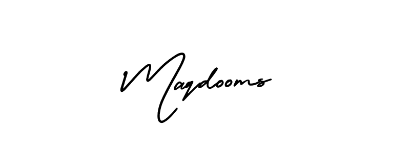 You should practise on your own different ways (AmerikaSignatureDemo-Regular) to write your name (Maqdooms) in signature. don't let someone else do it for you. Maqdooms signature style 3 images and pictures png