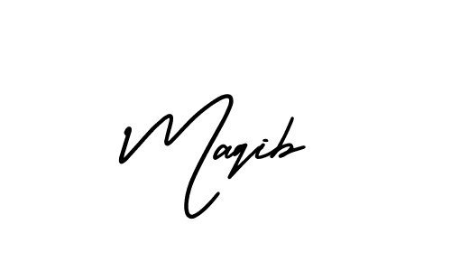 The best way (AmerikaSignatureDemo-Regular) to make a short signature is to pick only two or three words in your name. The name Maqib include a total of six letters. For converting this name. Maqib signature style 3 images and pictures png