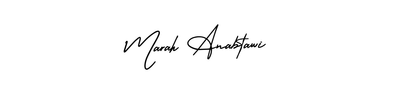 You should practise on your own different ways (AmerikaSignatureDemo-Regular) to write your name (Marah Anabtawi) in signature. don't let someone else do it for you. Marah Anabtawi signature style 3 images and pictures png