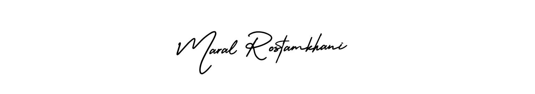 AmerikaSignatureDemo-Regular is a professional signature style that is perfect for those who want to add a touch of class to their signature. It is also a great choice for those who want to make their signature more unique. Get Maral Rostamkhani name to fancy signature for free. Maral Rostamkhani signature style 3 images and pictures png