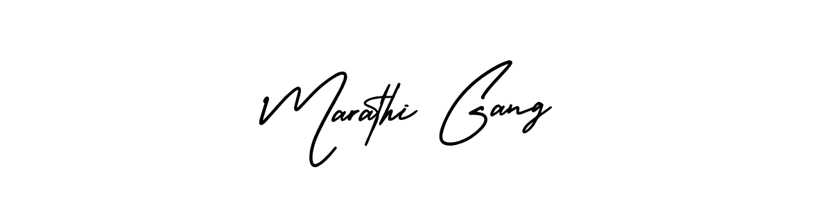 The best way (AmerikaSignatureDemo-Regular) to make a short signature is to pick only two or three words in your name. The name Marathi Gang include a total of six letters. For converting this name. Marathi Gang signature style 3 images and pictures png