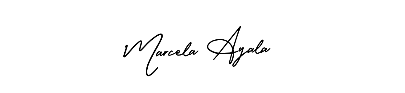 Marcela Ayala stylish signature style. Best Handwritten Sign (AmerikaSignatureDemo-Regular) for my name. Handwritten Signature Collection Ideas for my name Marcela Ayala. Marcela Ayala signature style 3 images and pictures png
