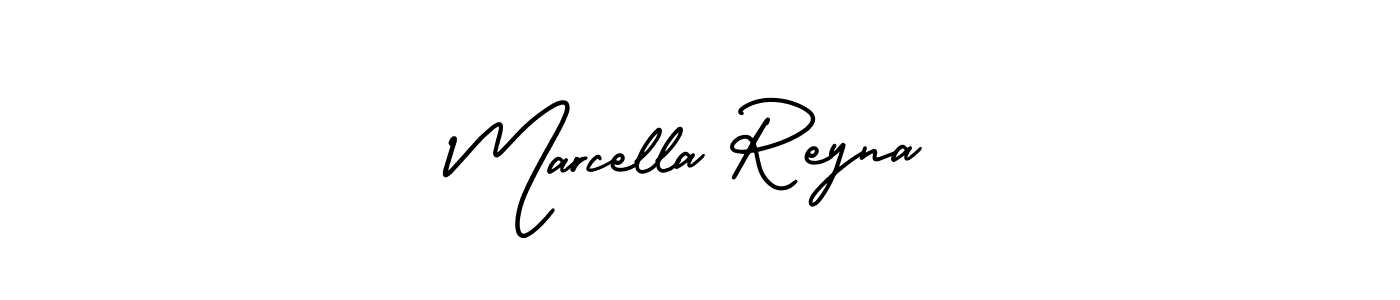 Marcella Reyna stylish signature style. Best Handwritten Sign (AmerikaSignatureDemo-Regular) for my name. Handwritten Signature Collection Ideas for my name Marcella Reyna. Marcella Reyna signature style 3 images and pictures png