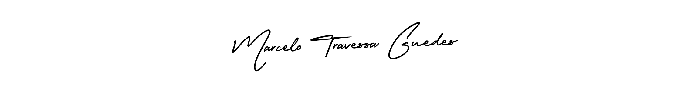 You should practise on your own different ways (AmerikaSignatureDemo-Regular) to write your name (Marcelo Travessa Guedes) in signature. don't let someone else do it for you. Marcelo Travessa Guedes signature style 3 images and pictures png