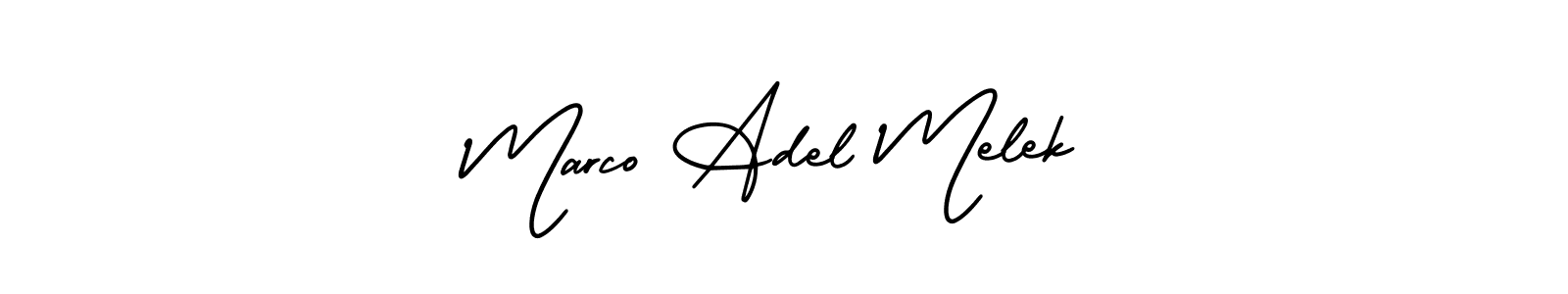 The best way (AmerikaSignatureDemo-Regular) to make a short signature is to pick only two or three words in your name. The name Marco Adel Melek include a total of six letters. For converting this name. Marco Adel Melek signature style 3 images and pictures png