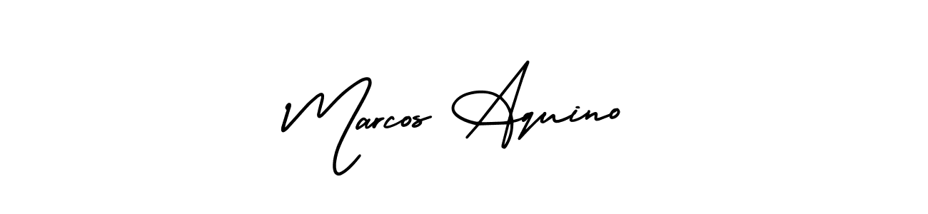 How to make Marcos Aquino name signature. Use AmerikaSignatureDemo-Regular style for creating short signs online. This is the latest handwritten sign. Marcos Aquino signature style 3 images and pictures png