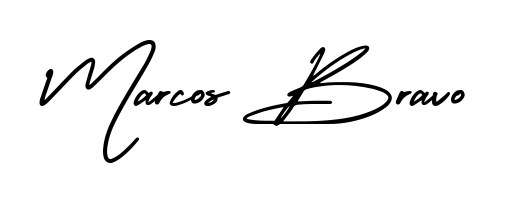 Express your personality with a custom Marcos Bravo signature crafted with AmerikaSignatureDemo-Regular typography. Free transparent PNG download available. Marcos Bravo signature style 3 images and pictures png