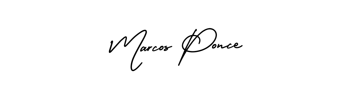 How to make Marcos Ponce name signature. Use AmerikaSignatureDemo-Regular style for creating short signs online. This is the latest handwritten sign. Marcos Ponce signature style 3 images and pictures png