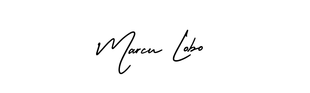 The best way (AmerikaSignatureDemo-Regular) to make a short signature is to pick only two or three words in your name. The name Marcu Lobo include a total of six letters. For converting this name. Marcu Lobo signature style 3 images and pictures png