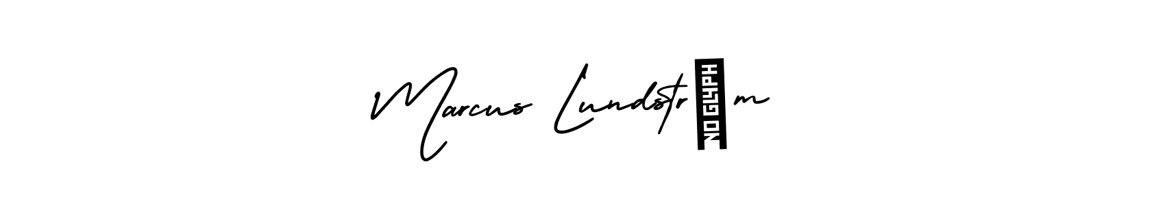 You should practise on your own different ways (AmerikaSignatureDemo-Regular) to write your name (Marcus Lundström) in signature. don't let someone else do it for you. Marcus Lundström signature style 3 images and pictures png