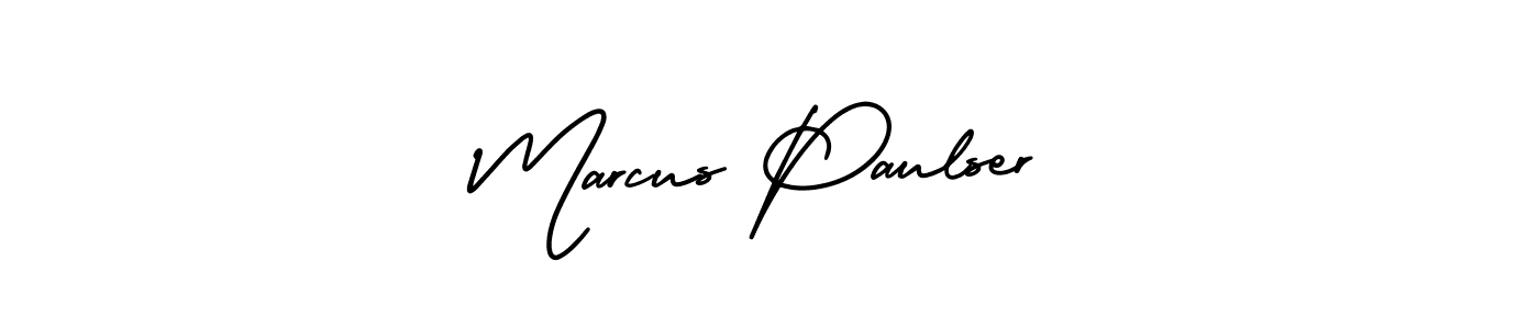 You should practise on your own different ways (AmerikaSignatureDemo-Regular) to write your name (Marcus Paulser) in signature. don't let someone else do it for you. Marcus Paulser signature style 3 images and pictures png