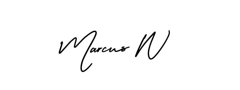 You should practise on your own different ways (AmerikaSignatureDemo-Regular) to write your name (Marcus W) in signature. don't let someone else do it for you. Marcus W signature style 3 images and pictures png