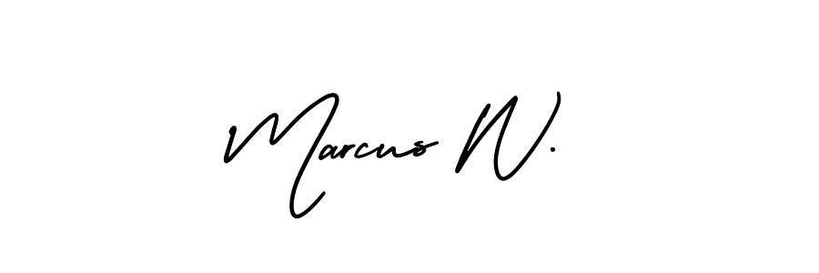 The best way (AmerikaSignatureDemo-Regular) to make a short signature is to pick only two or three words in your name. The name Marcus W. include a total of six letters. For converting this name. Marcus W. signature style 3 images and pictures png