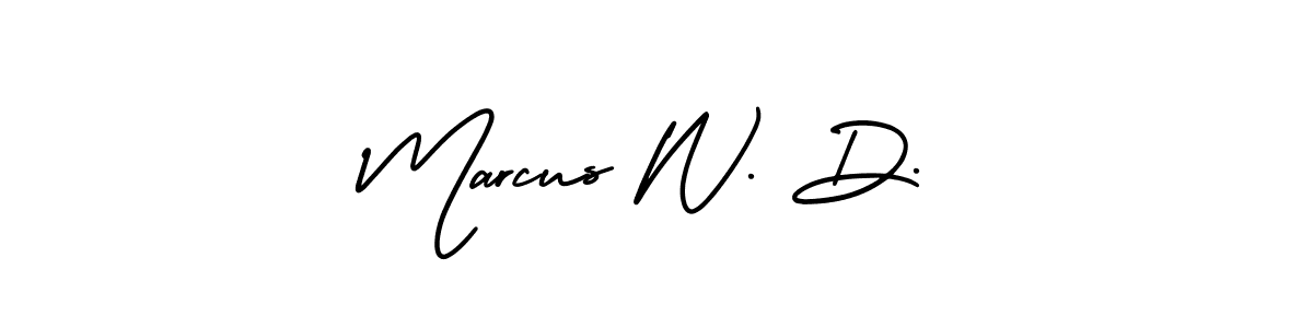 The best way (AmerikaSignatureDemo-Regular) to make a short signature is to pick only two or three words in your name. The name Marcus W. D. include a total of six letters. For converting this name. Marcus W. D. signature style 3 images and pictures png